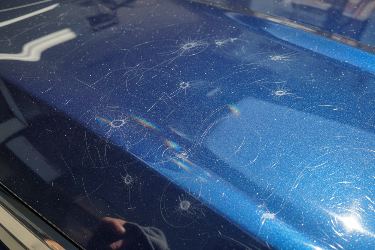 Viatura com defeitos na pintura, swirls e Hologramas na brightness auto detailing, Grande Porto
