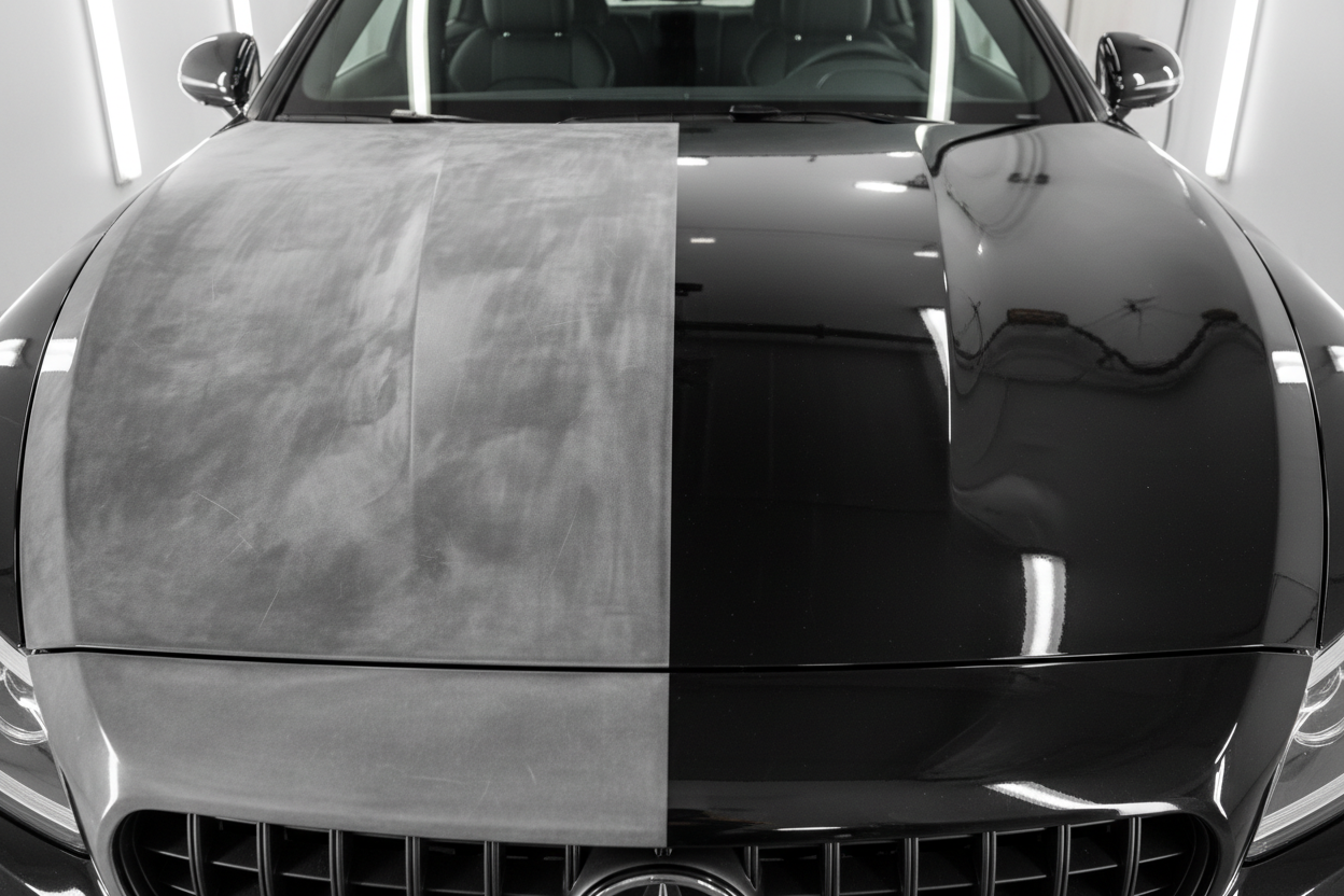 polimento automovel, 50/50 antes e depois